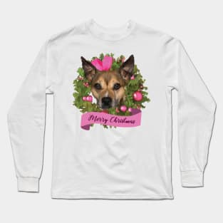 Merry Christmas Pitbull - Pink Long Sleeve T-Shirt